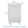 Astor Zestaw LUPO 45 cm szafka z umywalką, biały połysk, stojąca
