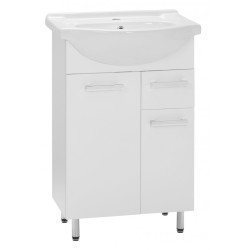 Astor Lupo szafka z umywalką łazienkowa 55 cm biała stojąca zestaw połysk biała