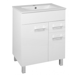 Astor Szafka z Umywalką LAURA 60cm - Biały połysk, chromowane dodatki