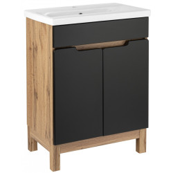 Astor Alma 60 cm Zestaw szafka z umywalką Astor Alma 60 cm czarny wotan drzwiczki