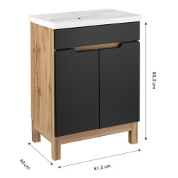 Astor Alma 60 cm Zestaw szafka z umywalką Astor Alma 60 cm czarny wotan drzwiczki