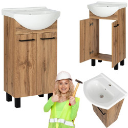 Astor Zestaw szafka z umywalką LUPO WOTAN 45 cm drzwiczki czarne uchwyty