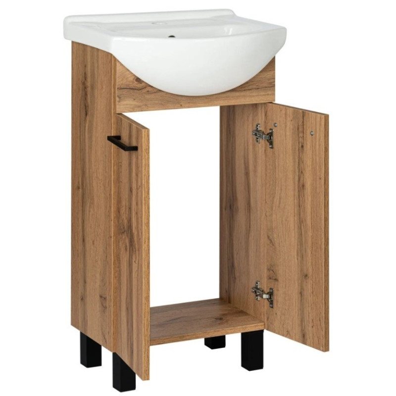 Astor Zestaw szafka z umywalką LUPO WOTAN 45 cm drzwiczki czarne uchwyty