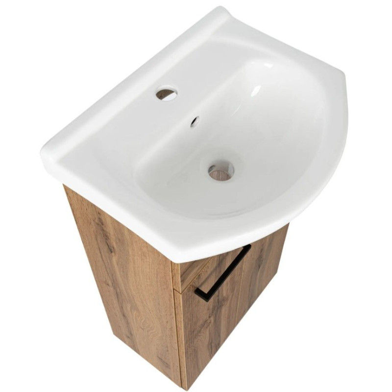 Astor Zestaw szafka z umywalką LUPO WOTAN 45 cm drzwiczki czarne uchwyty