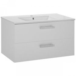 Astor Szafka Wisząca z Ceramiczną Umywalką ATENA 80 - biała z uchwytami chrom