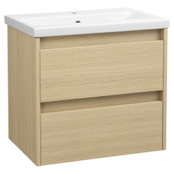 Elegancja i Funkcjonalność - Szafka z Umywalką ASTOR ARIA 60cm, Dąb, 2 Szuflady z Cichym Domykiem