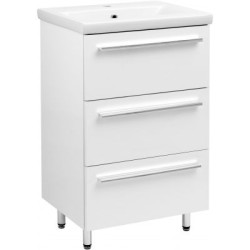 ASTOR szafka stojąca z umywalką BRYZA 51cm biała 3 szuflady uchwyty chrom