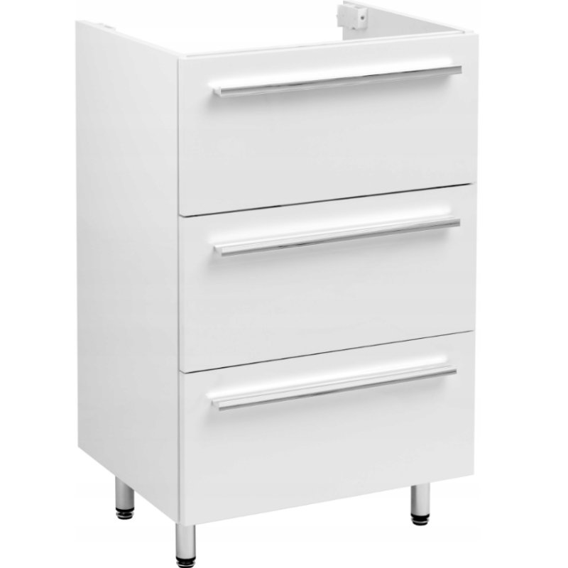 ASTOR szafka stojąca z umywalką BRYZA 51cm biała 3 szuflady uchwyty chrom