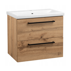 Zestaw łazienkowy ASTOR szafka wisząca z umywalką ASTER 60cm dąb wotan