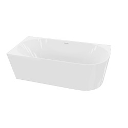 Wanna przyścienna narożna lewa LUMIO 150X75 biała z białym korkiem