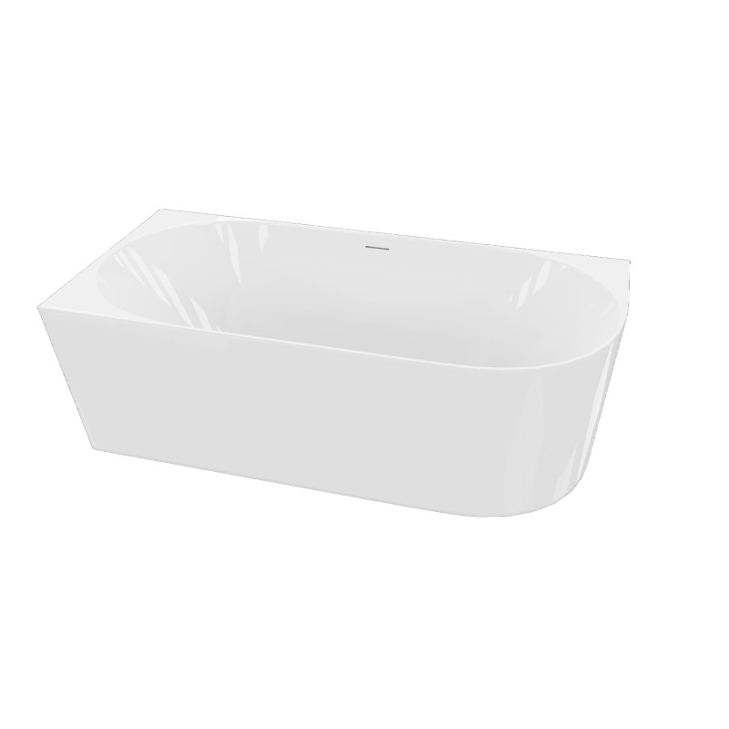 Wanna przyścienna narożna lewa LUMIO 150X75 biała z białym korkiem