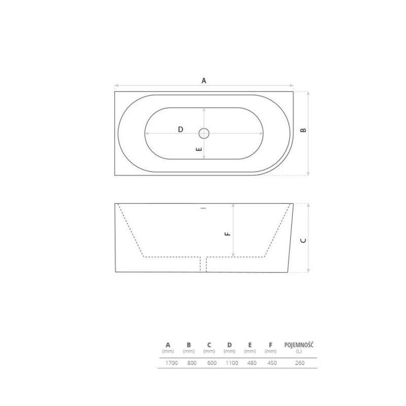 Wanna przyścienna narożna lewa LUMIO 170X80 biała z białym korkiem