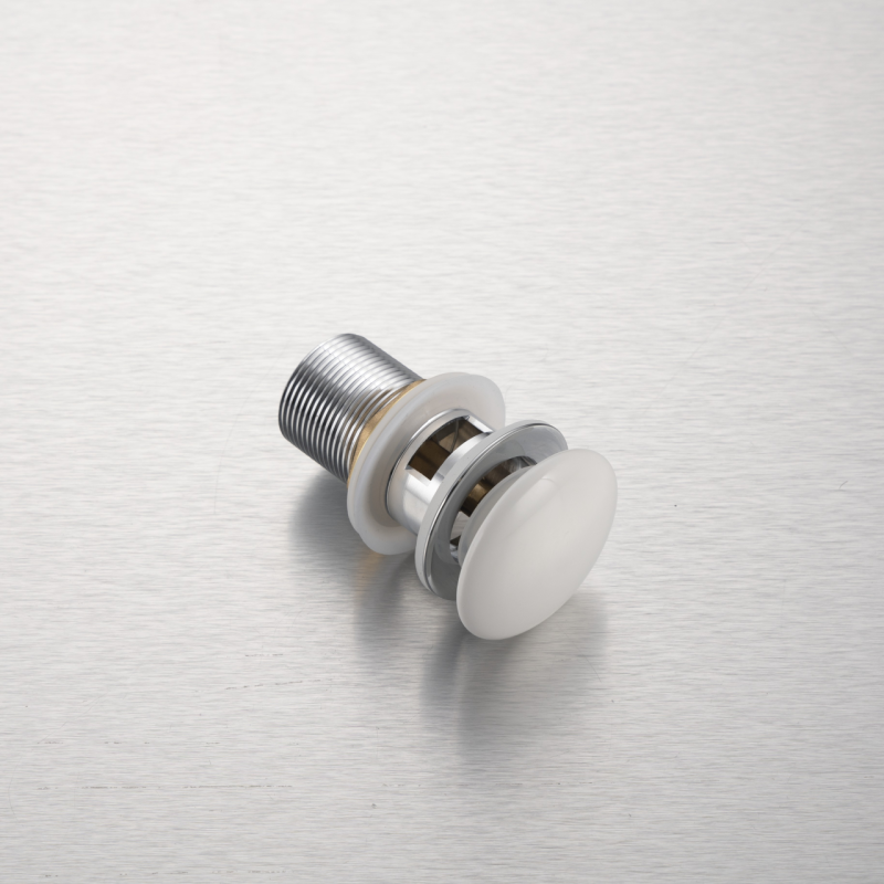 Korek umywalkowy mosiężny Klik Klak model A bez przelewu - Biały Ceramiczny