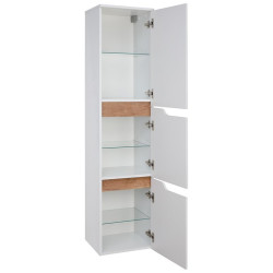 Astor Słupek Wiszący INES Biały 100cm z półkami szklanymi, płyta mdf