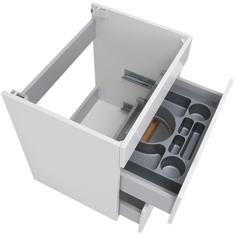 Astor Szafka INES 60 cm pod umywalkę biała z elementami drewna