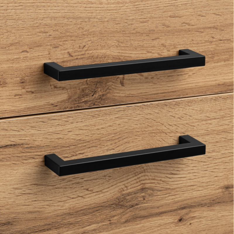 ASTOR Słupek meblowy łazienkowy wiszący ASTER 30cm dąb wotan czarne uchwyty