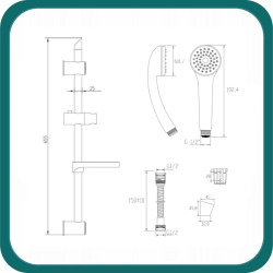 Zestaw natryskowy mini EOL słuchawka z wężem 150cm oraz uchwytem i drążkiem