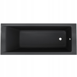 AQUA for you Wanna prostokątna KRONOS SLIM 140x70 czarny mat + syfon nogi 4w1