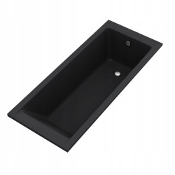 AQUA for you Wanna prostokątna KRONOS SLIM 160x70 czarny mat + syfon nogi 4w1