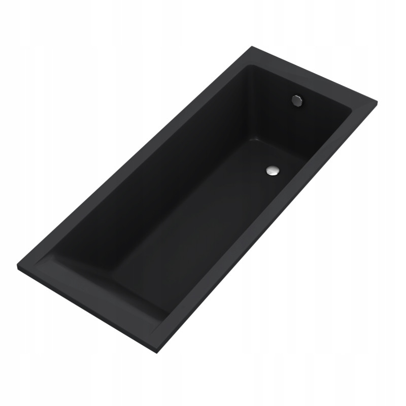 AQUA for you Wanna prostokątna KRONOS SLIM 160x70 czarny mat + syfon nogi 4w1