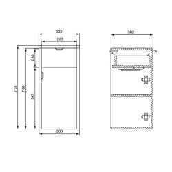 Półsłupek meblowy łazienkowy wiszący Cersanit OVIDA 30 dąb hikora 30x30x72