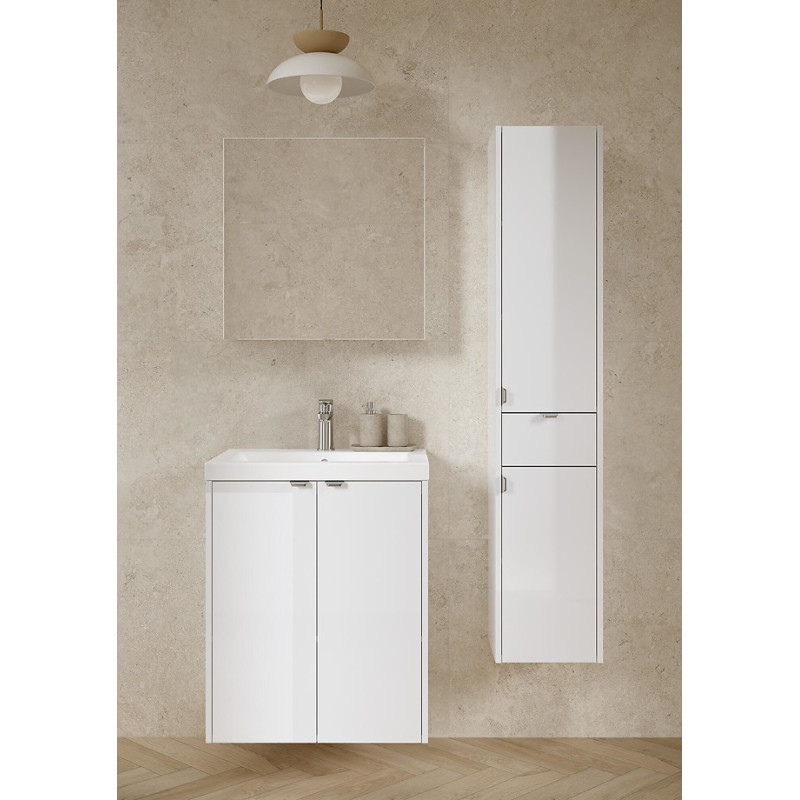 Zestaw szafka wisząca łazienkowa z umywalką Cersanit OVIDA 50 biała