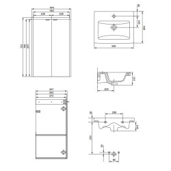 Zestaw szafka wisząca łazienkowa z umywalką Cersanit OVIDA 50 dąb hikora