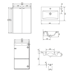 Zestaw szafka wisząca łazienkowa z umywalką Cersanit OVIDA 60 biała