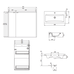 Zestaw szafka wisząca z umywalką Cersanit OVIDA 80 dąb hikora szafka cargo