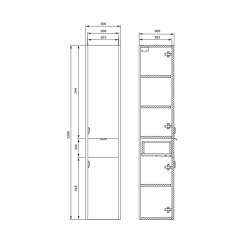 Słupek meblowy łazienkowy wiszący Cersanit OVIDA 30 dąb hikora 30x30x150cm