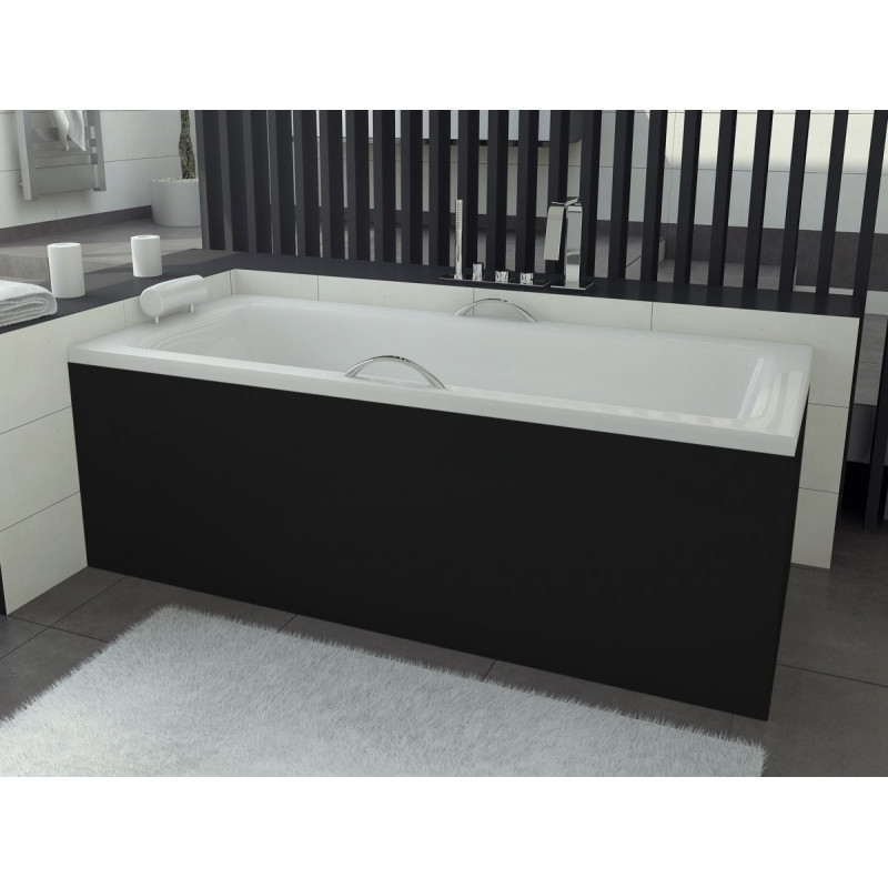 Besco wanna prostokątna Talia Premium 160x75 z czarną obudową, syfonem chrom i nóżkami