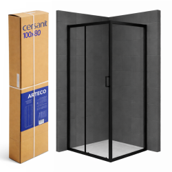 Cersanit ARTECO Kabina prostokątna czarna 100x80x190cm szkło transparentne