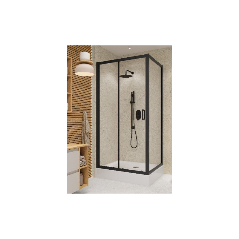 Cersanit ARTECO Kabina prostokątna czarna 100x80x190cm szkło transparentne