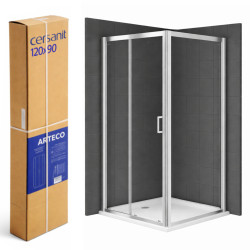 Cersanit ARTECO Kabina prostokątna chrom 120x90x190cm szkło transparentne