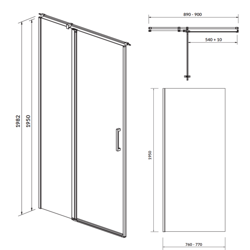 Kabina prostokątna Cersanit MODUO 90x80x195cm lewa chrom drzwi zawiasy otw