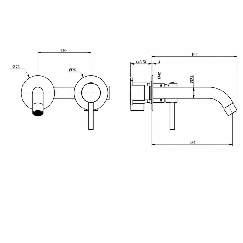 Bateria umywalkowa CASCADE model 3 INOX