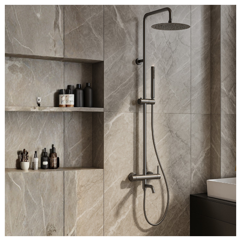 Bateria prysznicowa CASCADE zestaw 1 GUN METAL