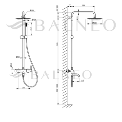 Bateria prysznicowa CASCADE zestaw 1 GOLD