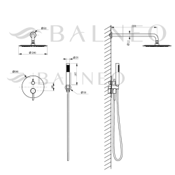 Bateria prysznicowa CASCADE zestaw 2  GUN METAL