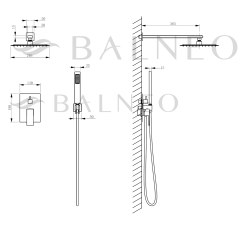 Bateria prysznicowa CASCADE zestaw 3 GOLD