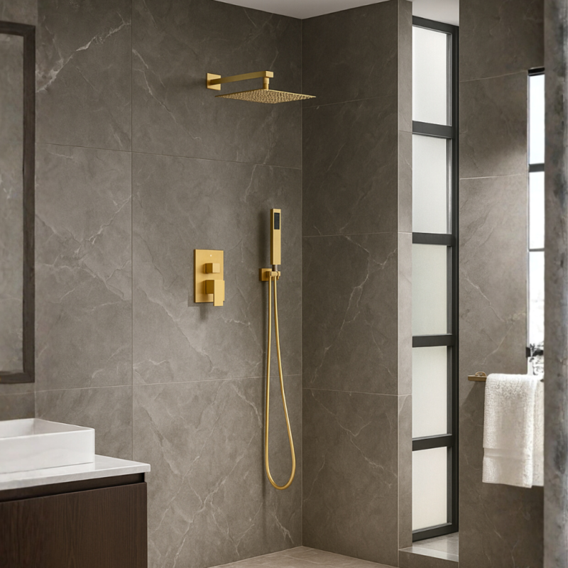 Bateria prysznicowa CASCADE zestaw 3 SHINY GOLD