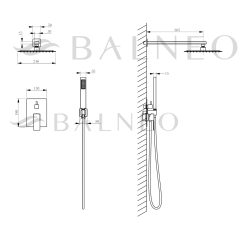 Bateria prysznicowa CASCADE zestaw 3 GUN METAL