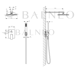 Bateria prysznicowa CASCADE zestaw 3 COPPER