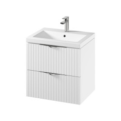 Szafka ryflowana wisząca z umywalką CERSANIT TIRSO 60cm biała z uchwytami