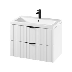 Szafka ryflowana wisząca z umywalką CERSANIT TIRSO 80cm biała z uchwytami