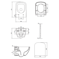 Cersanit Miska WC Vortex Zen Pro Square z Deską Wolnoopadającą Slim, spłukiwanie wirowe