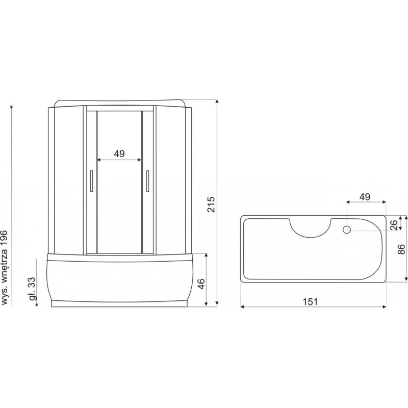 Ekskluzywna Kabina KERRA 150x85 XL z Hydromasażem i Brodzikiem, Relaks & Komfort
