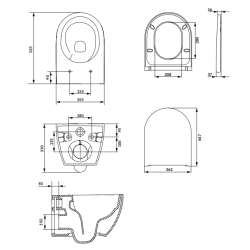 MISKA WC wisząca wirowa CERSANIT ZEN PRO OVAL vortex z deską wolnoopadającą SLIM S701-719