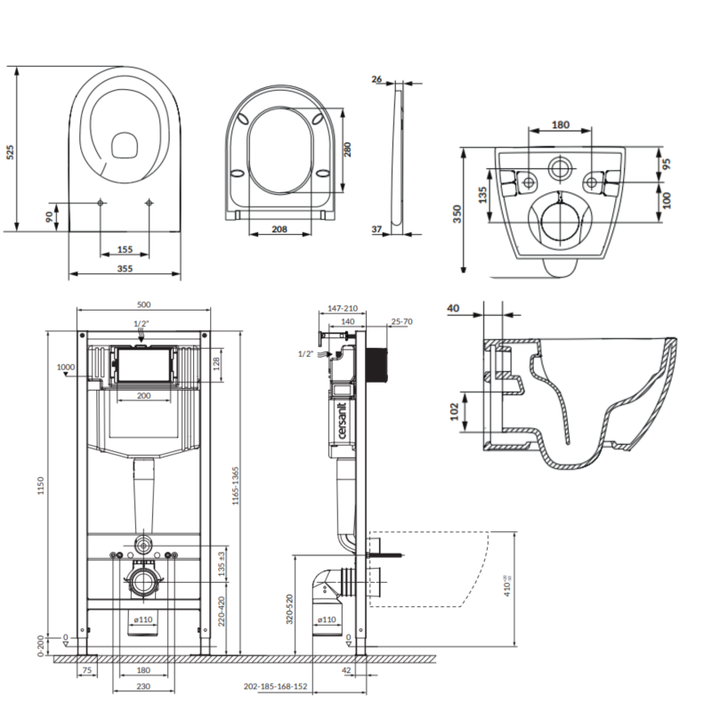 CERSANIT stelaż AQUA 50 pneumatic MISKA zawieszana WC ZEN PRO vortex deska