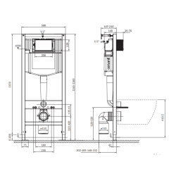 CERSANIT stelaż AQUA 50 pneum + MISKA zawieszana WC SQUARE ZEN vortex deska